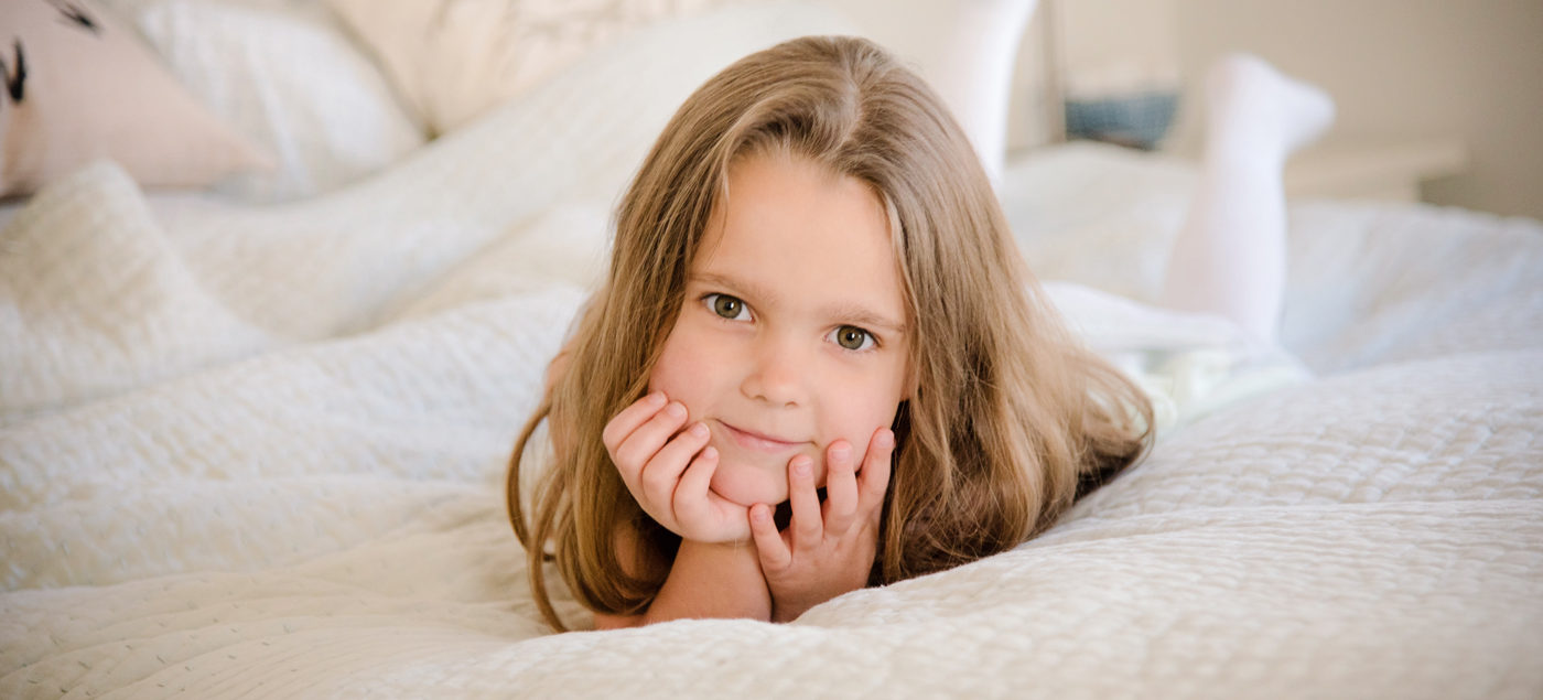 natural light portrait of child at home