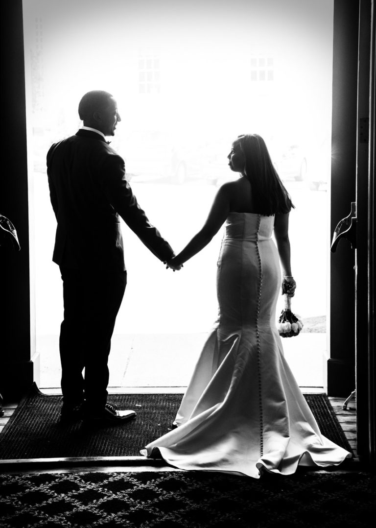 wedding photography, Sherborn, 1858 Town Hall, wedding photographer, doorway silhouette, Axie Breen